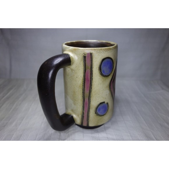 Signed Mara Stoneware Pottery Tribal Face Mug 6" Tall Made in Mexico - Picture 8 of 12